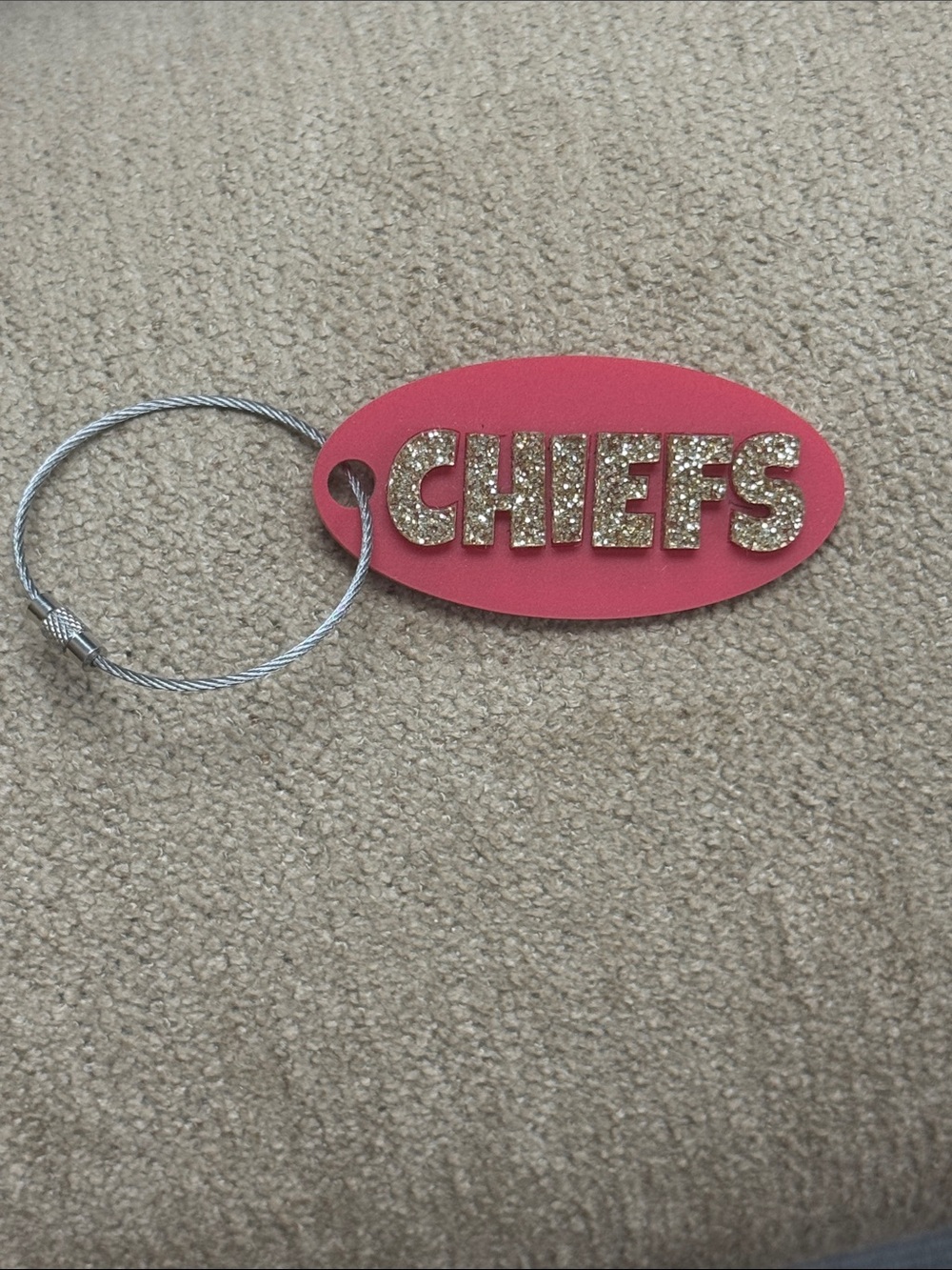 CHIEFS Gold Glitter Letter Keychain
